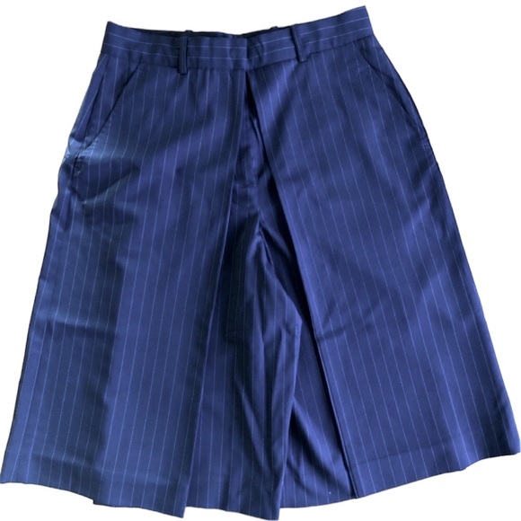 Jean Paul Gaultier Pants - Jean Paul Gaultier dark navy pinstriped knee length pants